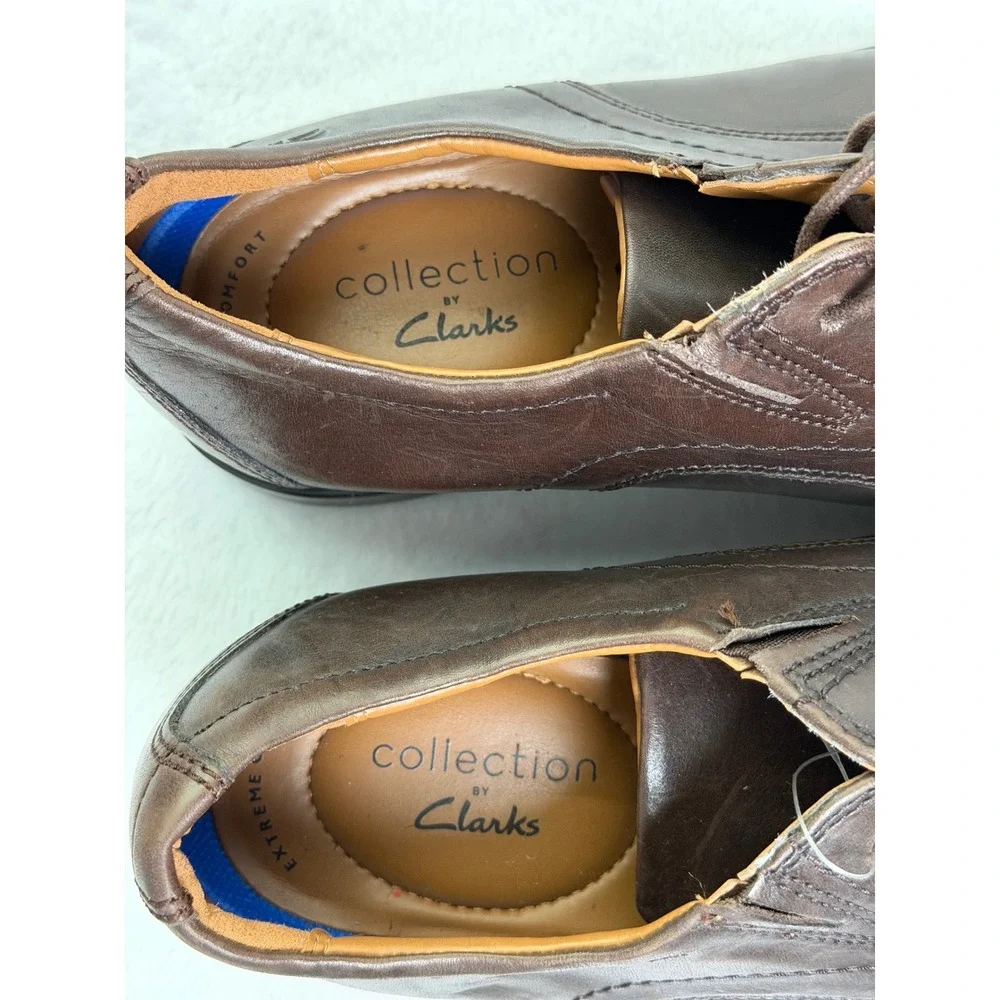 Clarks Collection Mens Leather Derby Brown Bicycle Toe Lace Up Dress Shoes 7M